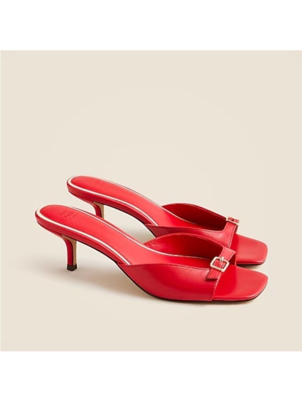 J. Crew X Rouge Sold Out Red Slide Mules with Buckle Detail 38.5